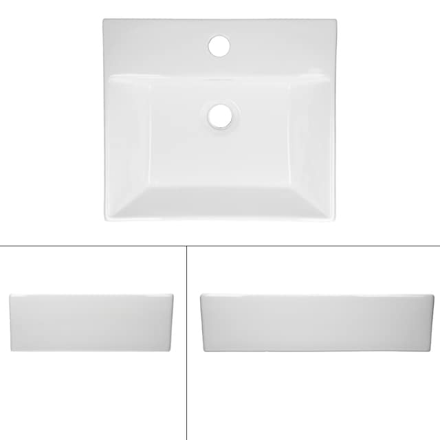 Rektangulær håndvask 60,5x36,5x13 cm hvid keramik