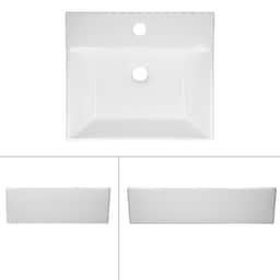Rektangulær vask 60,5x36,5x13 cm hvid keramik, inkl. overløbssæt