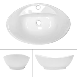 Vask med overløbssæt 59x39,5x20,5 cm hvid keramik