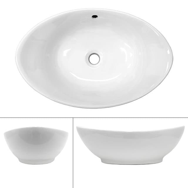 ECD Germany håndvask med overløbstank - 590x390x200 mm - keramik