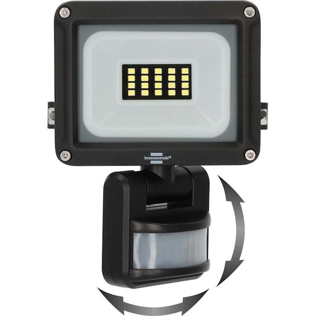 brennenstuhl LED Spotlight JARO 1060 P (LED projektør til vægmontering til udendørs IP65, 10W, 1150lm, 6500K, med bevægelsesdetektor)