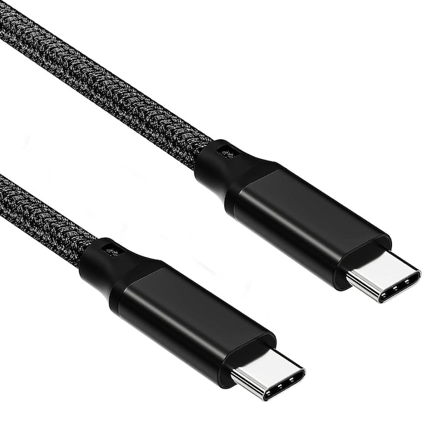 NÖRDIC 1m USB3.2 Gen2 SuperSpeed ​​​​USB 10Gbps USB-C til C Nylon flettet kabel med strømforsyning 100W, 4K60Hz video og Emarker