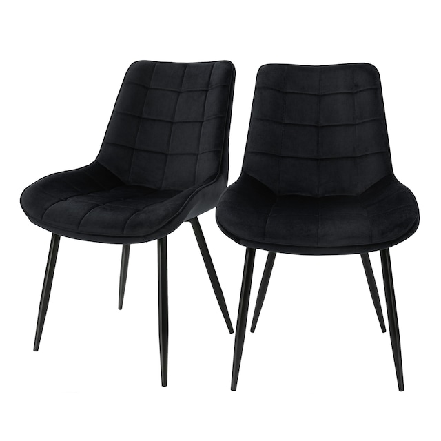 ML-Design 2 spisebordsstole med ryglæn, sort fløjl - med metalben