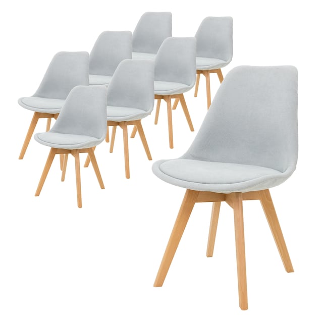 ML-Design 8 stk. spisebordsstole med ryglæn, grå
