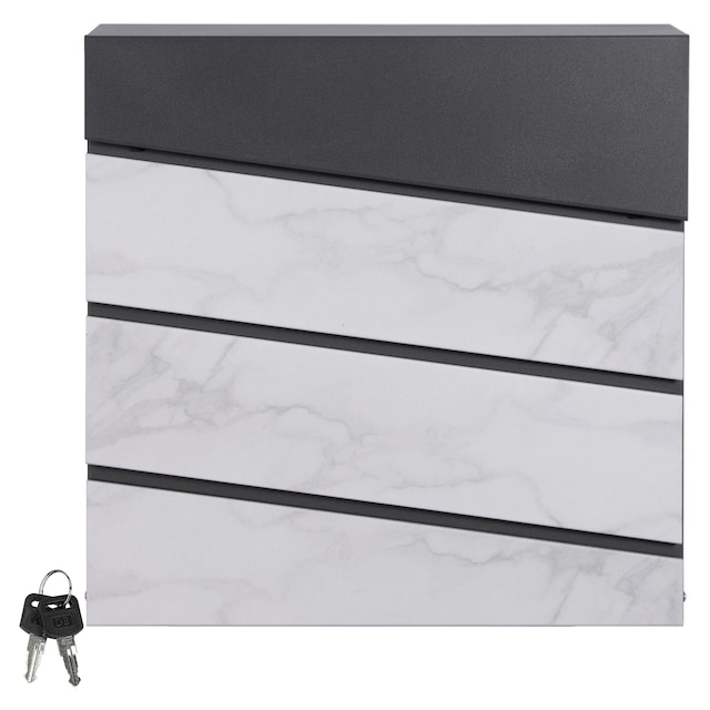 Brevkasse 37x36,5x11 cm antracit/hvid marmor stål ML-Design