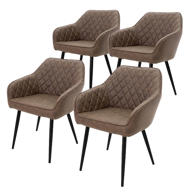 ML-Design Sæt med 4 spisebordsstole, brun, imiteret betræk