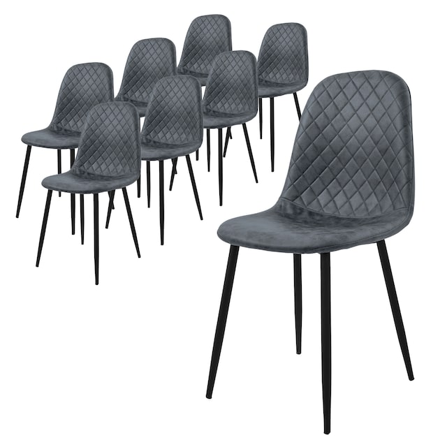 ML-Design Spisebordsstol sæt af 8, antracit med metalben