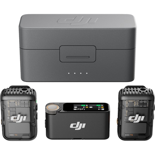 DJI Mic 2 wireless transmitter, receiver og opladningsetui sæt (sort)