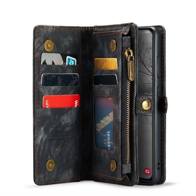 Multi Wallet CaseMe 11-kort Samsung Galaxy S24 Plus - Sort/Grå