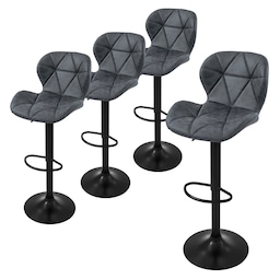 ML-Design barstol sæt med 4, kunstlæderbetræk, antracit