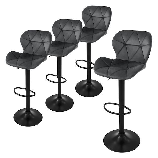 ML-Design barstol sæt med 4, fløjlsbetræk, grå 59-79 cm