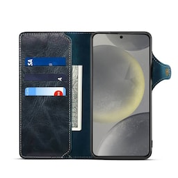 Wallet 3-kort ægte læder Samsung Galaxy S24 Plus - Blå