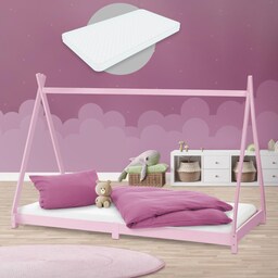 ML Design BedTipi 90 x 200 cm med spalteramme, pink