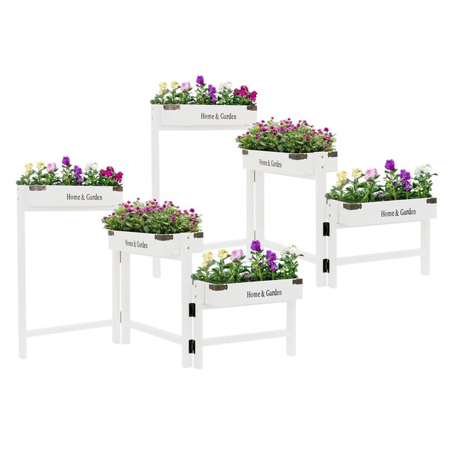 ML-Design 2 blomsterbakker i 3 niveauer, hvid, 32x16x7cm