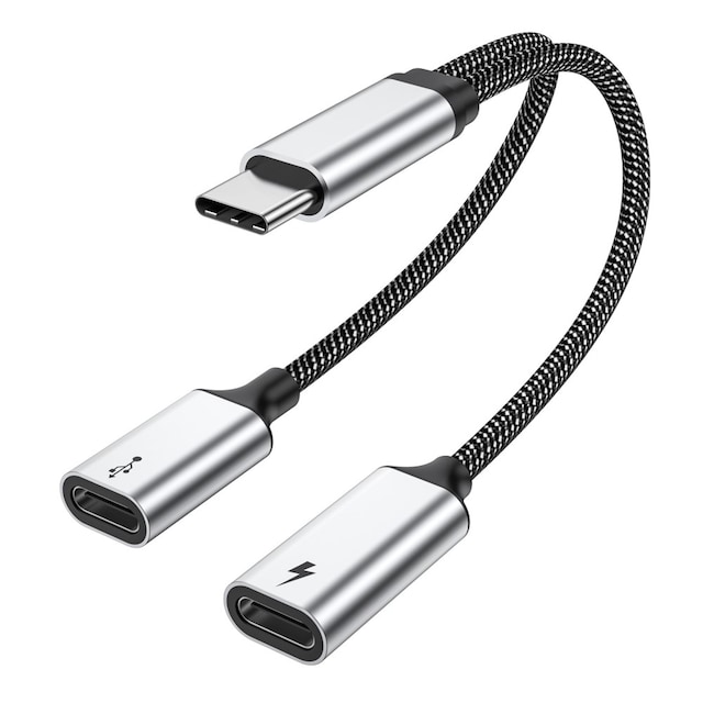 USB-C han til dobbelt USB-C hun splitter kabel hurtig opladning
