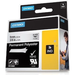 DYMO Rhino Professional, mærkbar permanent polyestertape, 9 mm, sort