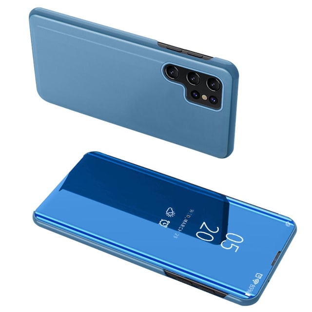 SKALO Samsung S24 Ultra Clear View Mirror Etui - Blå