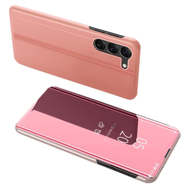 SKALO Samsung S24+ Clear View Mirror Etui - Rosa guld