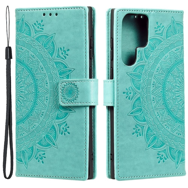 SKALO Samsung S24 Ultra Mandala Flip Cover - Turkis