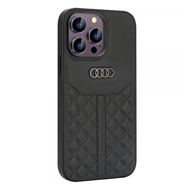 Audi iPhone 14 Pro Max Cover Genuine Leather Case Sort