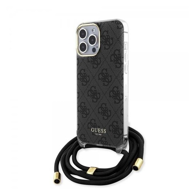 Guess iPhone 15 Pro Cover Crossbody Cord Sort