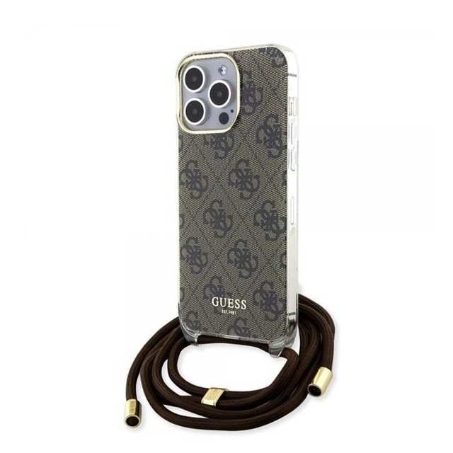 Guess iPhone 15 Pro Max Cover Crossbody Cord Brun