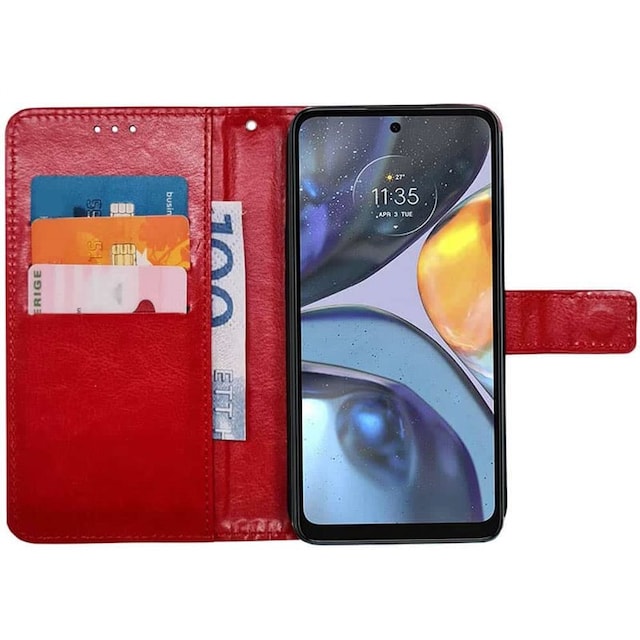 Wallet cover 3-kort Motorola Moto G84 - Rød