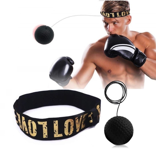 Hovedbånd boksning - reflekterende bold med hovedbøjle - sort Sort M