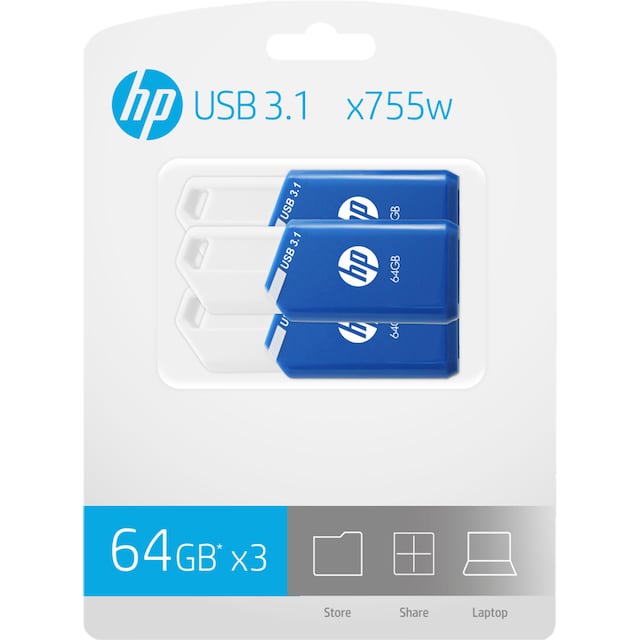 HP x755w USB 3.1 flashdrev 64 GB (3-pak)