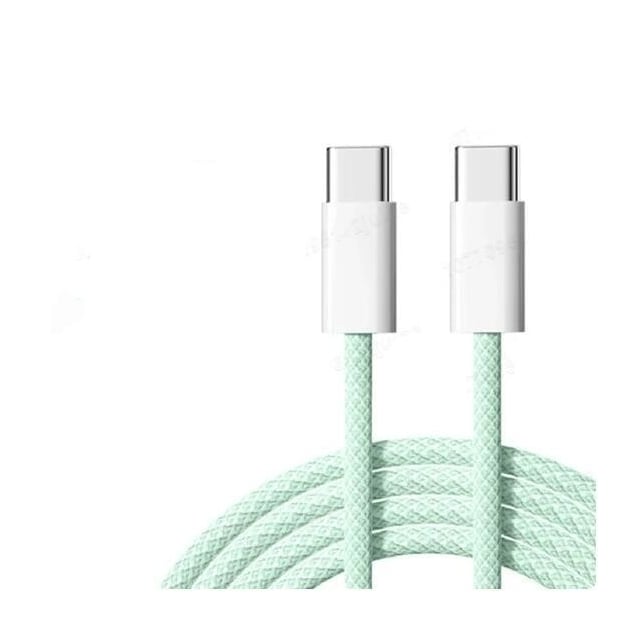 NÖRDIC 1m USB 2.0 USB-C til C-kabel til iPhone 15/15 Pro/15 Plus/15 Pro Max 2,4A 480Mbps 60W grøn