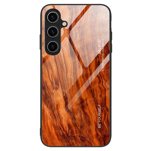 SKALO Samsung A15 5G Wood hærdet glas TPU Cover - Orange