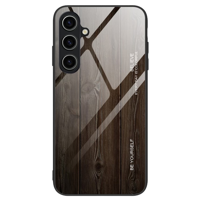 SKALO Samsung A15 5G Wood hærdet glas TPU Cover - Sort