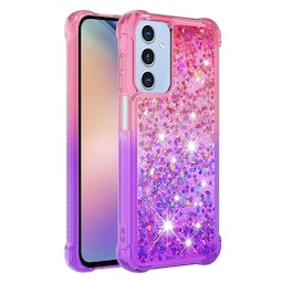 SKALO Samsung A15 5G Kvicksand Glitter Hjerter TPU Cover - Pink-Lilla