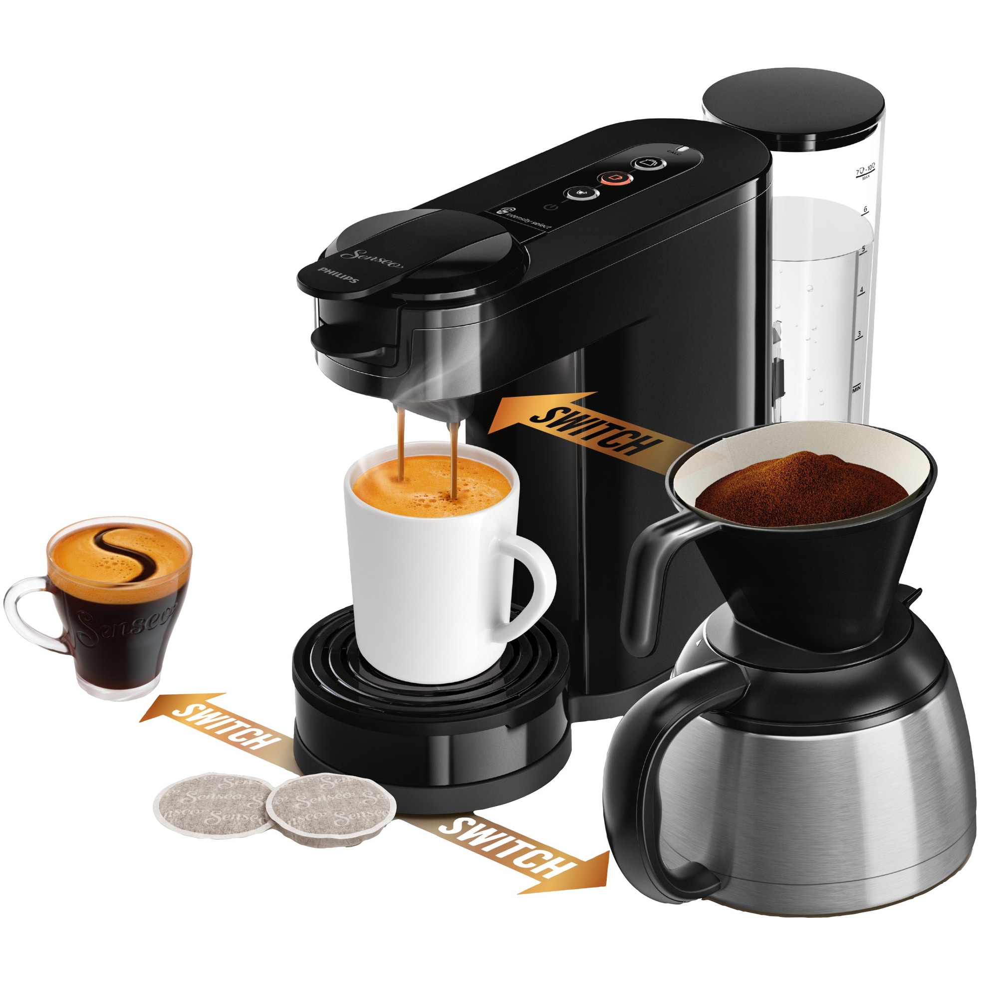 Senseo Switch 3in1 Kaffemaskine Base+ (sort) - Kaffemaskiner og ...