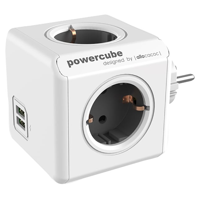 PowerCube Original USB & stikdåse (grå)