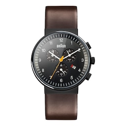 Braun klassisk chronograph ur med læderrem