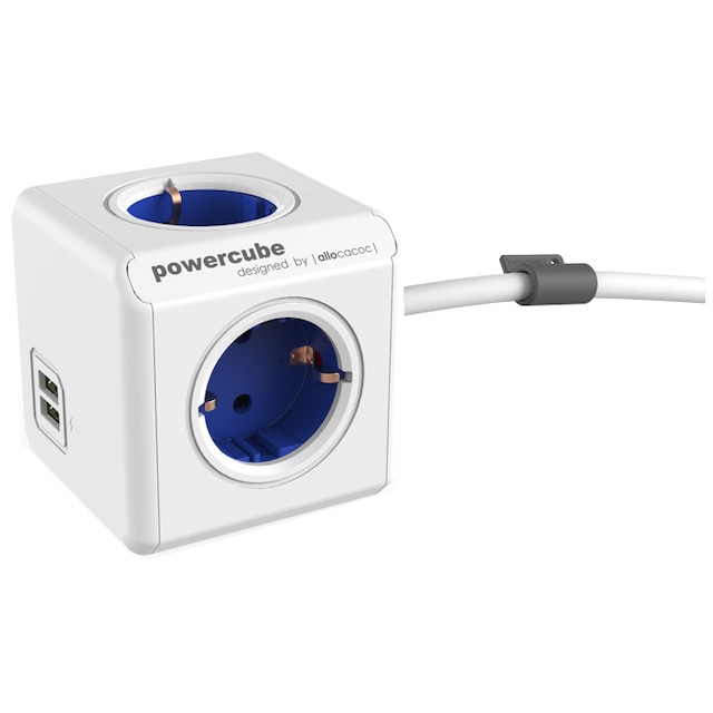 PowerCube Extended USB stikdåse 1402BLDEEUPC (blå)