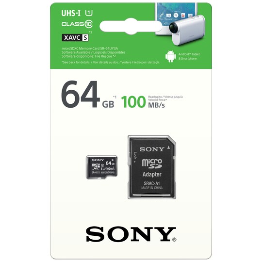 Sony Micro SD hukommelseskort 64 GB + adapter | Elgiganten