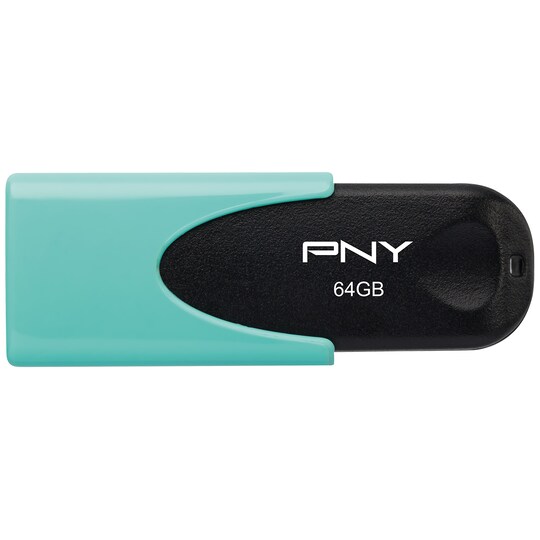 PNY Attache 4 USB 2.0 USB-stik 64 GB (sort/aqua) | Elgiganten