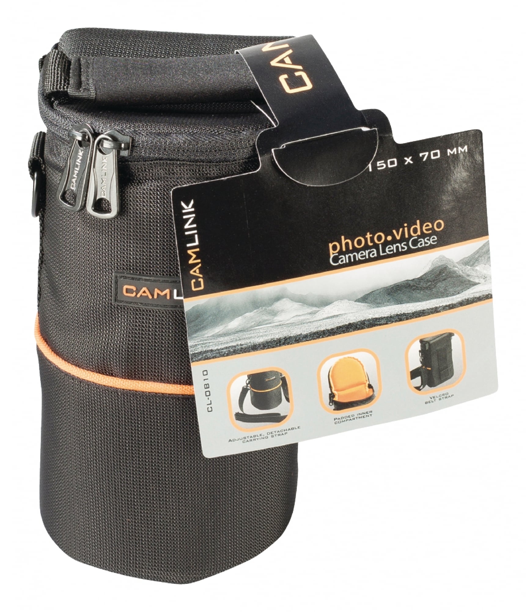 Kamera objektiv taske 90x150x70, sort/orange | Elgiganten