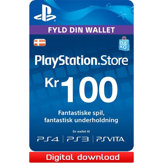 Wallet Top-up: 100 DKK (DK) - Playstation 4,Playstation 3,Playstation |  Elgiganten