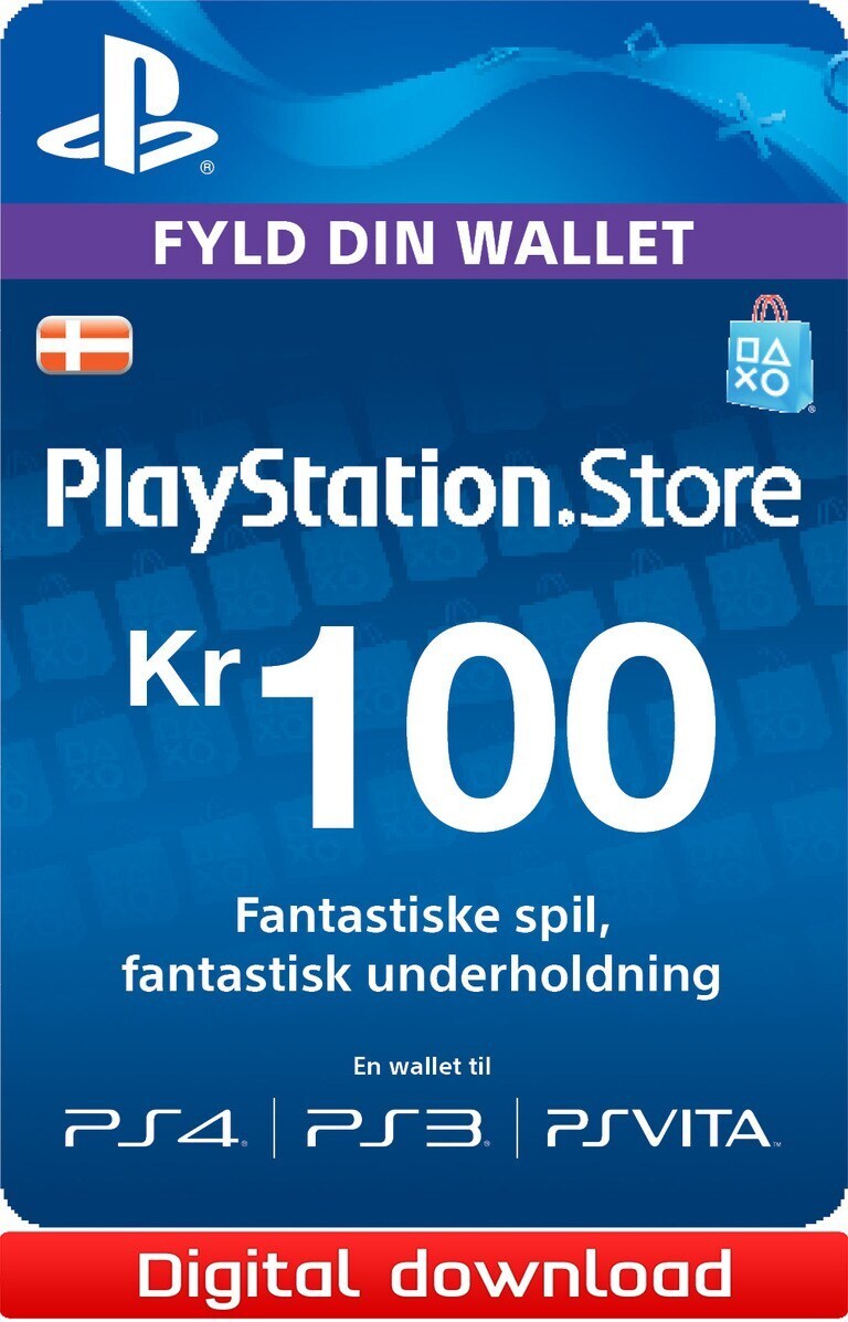 Wallet Top-up: 100 DKK (DK) - Playstation 4,Playstation 3,Playstation |  Elgiganten