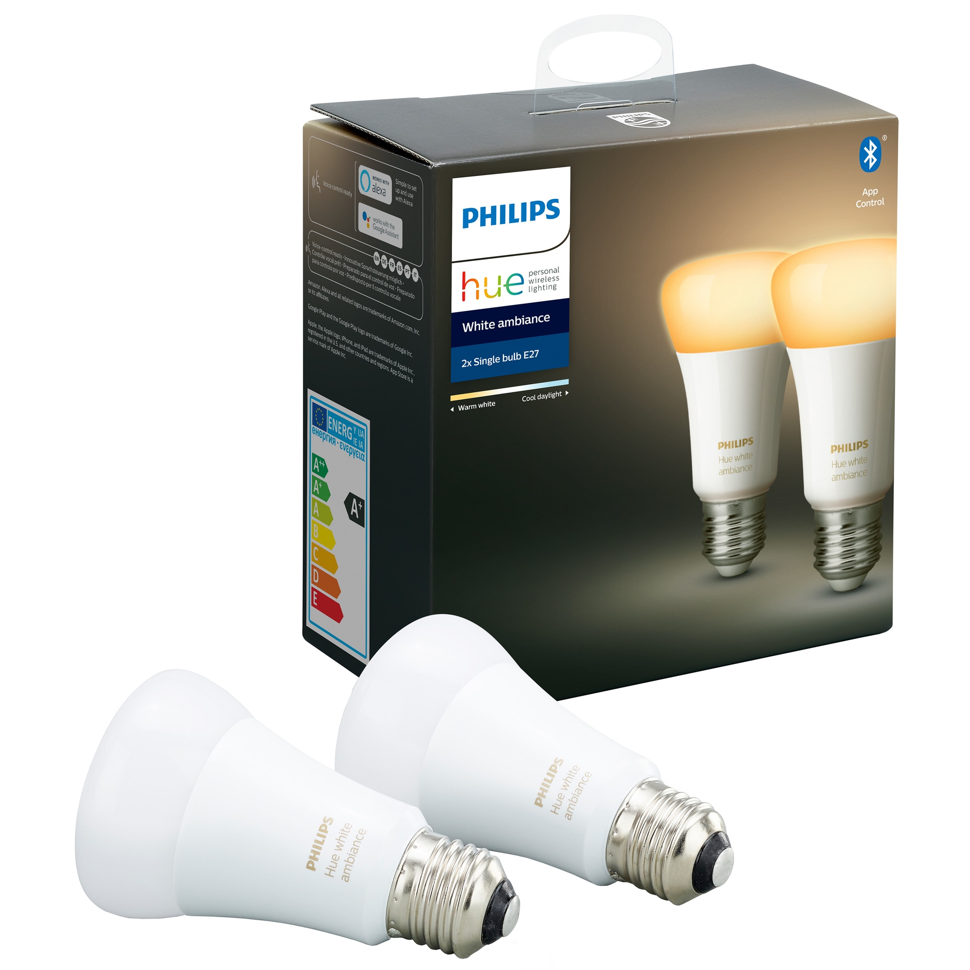 Philips Hue White Ambiance LED-pære A60 E27 - 2-pak | Elgiganten