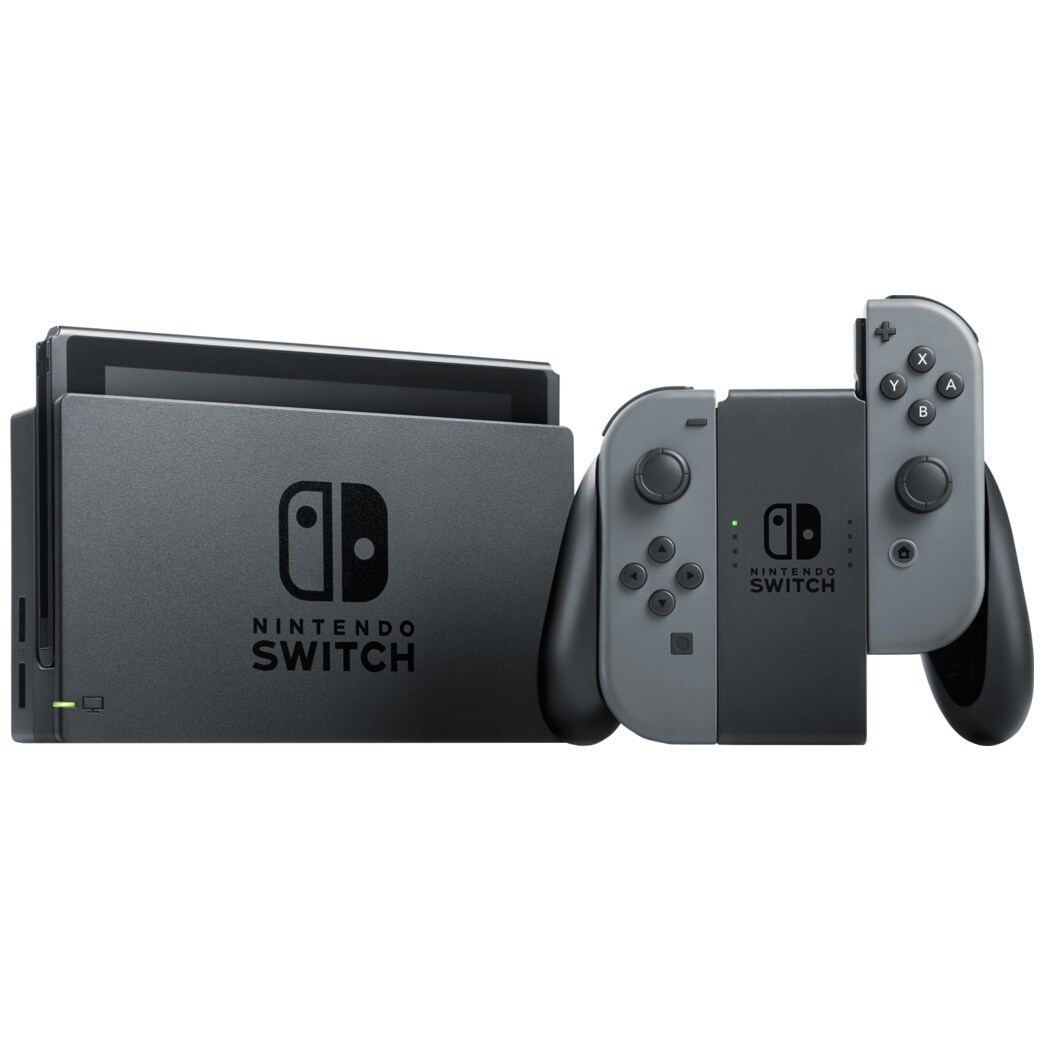 Nintendo Switch spillekonsol 2019 med grå Joy-Con controllers ...