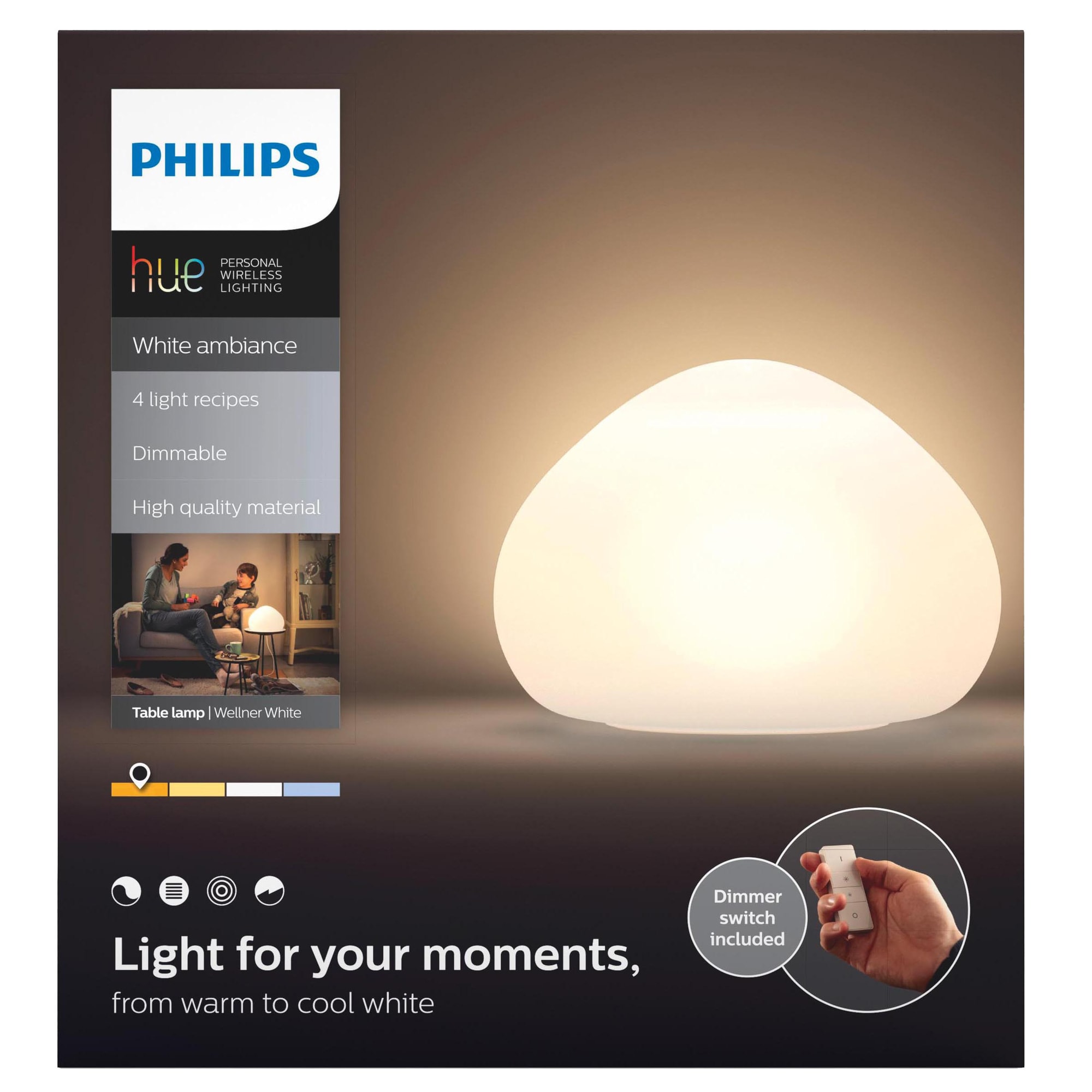 Philips Hue White ambiance Wellner bordlampe (E27) | Elgiganten