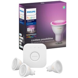 Philips Hue White and Colour Ambiance sæt 6W GU10 (3elpærer + Hue bro)