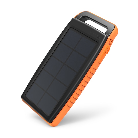 RAVPower Solar 15000 mAh outdoor powerbank, Sort/orange | Elgiganten