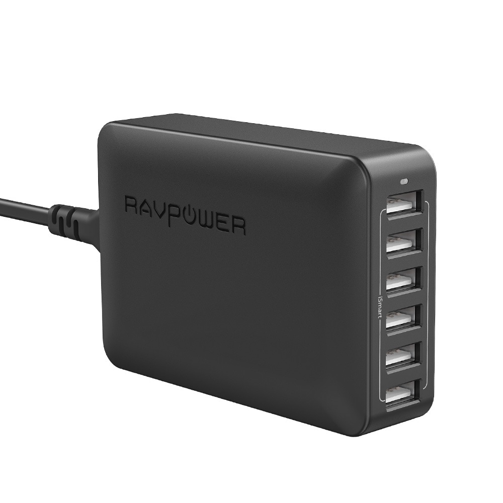 RAVPower 6-port USB Hub Charger, 60W & 12A, Sort | Elgiganten