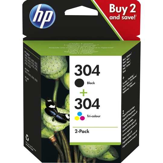 HP 304 blækpatroner sort og 3-farvet kombipakke | Elgiganten