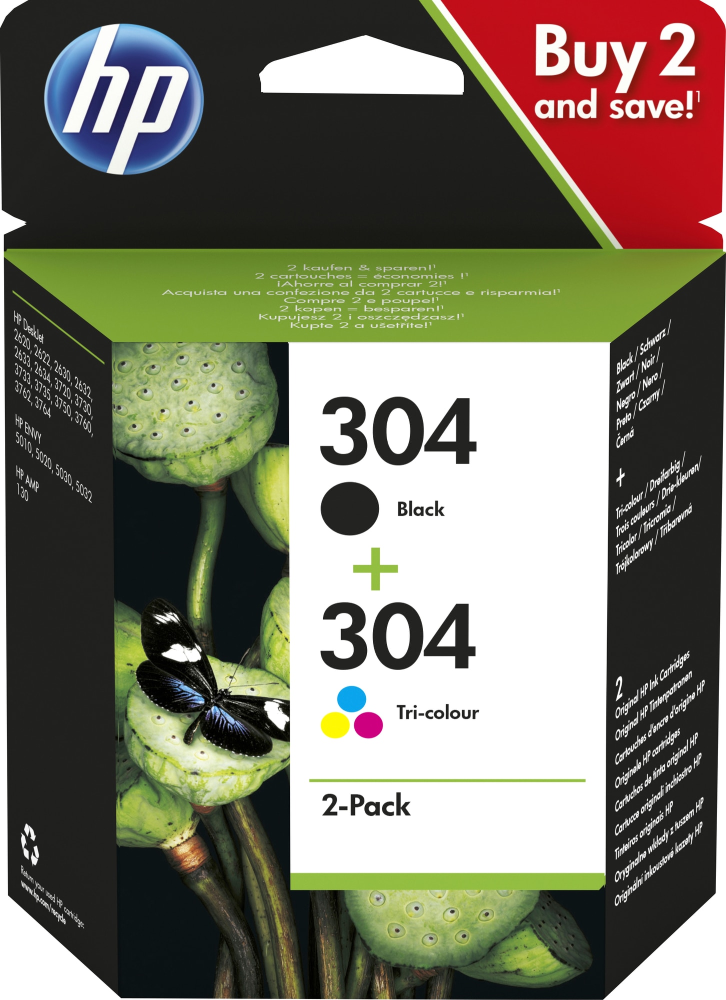 HP 304 blækpatroner sort og 3-farvet kombipakke | Elgiganten